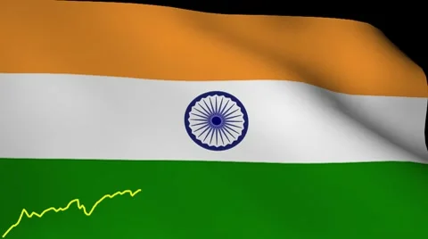 line graph over rippling Indian flag ani... | Stock Video | Pond5