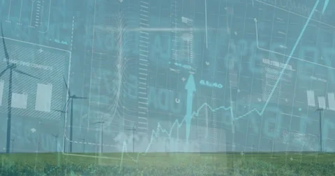 Line graph plotting data, bar chart forming, cyan arrow sweeping, overlay fading Stock Footage 314455408