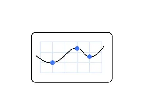 Line graph with points inside a chart, representing data analysis, business t Stock Illustration