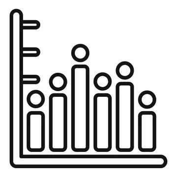 Line graph showing decreasing population statistics icon Stock Illustration
