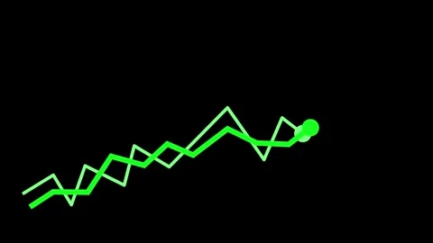 Line Graph Showing Trends on Black Background, A line graph with red and gr.. Stock Footage 304264699