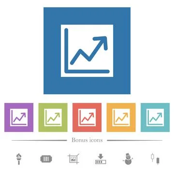 Line graph solid flat white icons in square backgrounds 库存插图