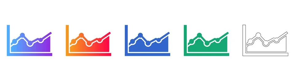 Line Graph Trend Icons Set Stock Illustration