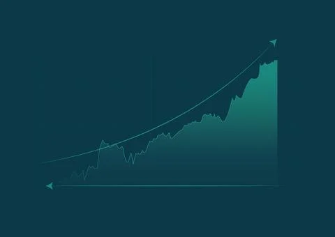 Line graph with uptrend arrow shows business growth profit Stock Illustration