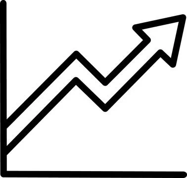 Line graph with upward arrow showing trend Stock Illustration