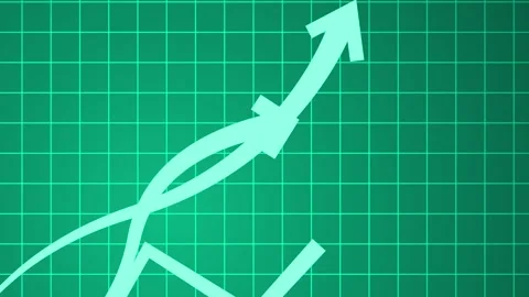 Line graph with upward arrows on graph paper showing growth progress and ri.. Stock Footage 336875557