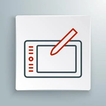 Line Graphic tablet icon isolated on white background. Colorful outline con.. Stock Illustration