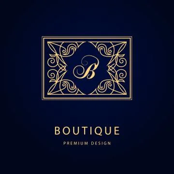 Line graphics monogram. Elegant art logo design. Letter B. Graceful template. Stock-Illustration