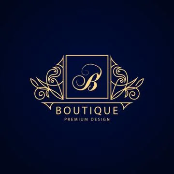 Line graphics monogram. Elegant art logo design. Letter B. Graceful template. Stock Illustration