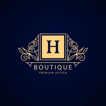 Line graphics monogram. Elegant art logo design. Letter H. Graceful template. Illustrazione stock