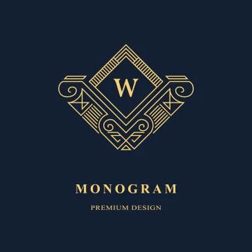 Line graphics monogram. Elegant art logo design. Emblem. Graceful template. W Stock-Illustration
