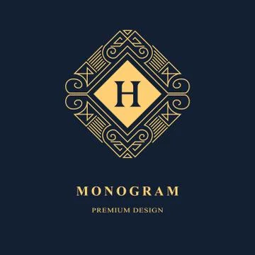 Line graphics monogram. Elegant art logo design. Emblem. Graceful template. H 스톡 일러스트
