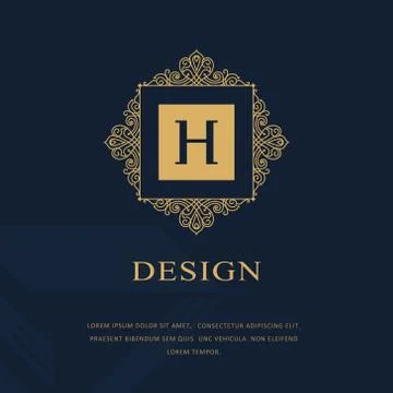 Line graphics monogram. Elegant art logo design. Emblem. Graceful template. H Illustrazione stock