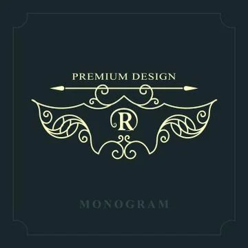 Line graphics monogram. Elegant art logo design. Letter R. Graceful template. Stock-Illustration
