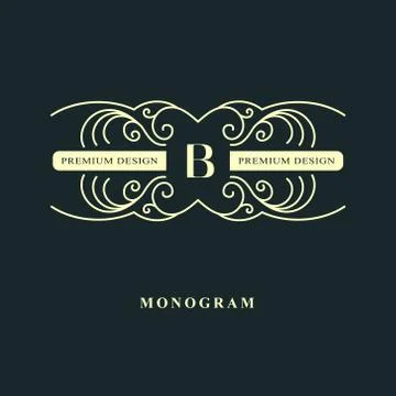 Line graphics monogram. Elegant art logo design. Letter B. Graceful template. Stock-Illustration