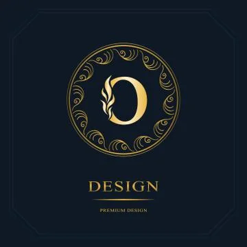Line graphics monogram. Elegant art logo design. Letter O. Graceful template. Stock Illustration