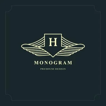 Line graphics monogram. Elegant art logo design. Letter H. Graceful template. Stock-Illustration