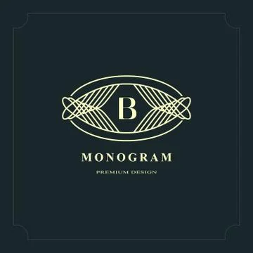 Line graphics monogram. Elegant art logo design. Letter B. Graceful template. Stock-Illustration