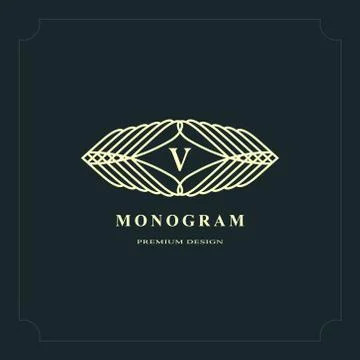 Line graphics monogram. Elegant art logo design. Letter V. Graceful template. Stock-Illustration