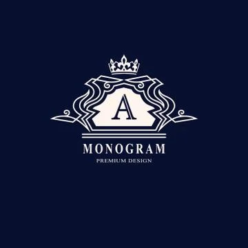 Line graphics monogram. Elegant art logo design. Letter A. Graceful template. Stock Illustration