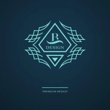 Line graphics monogram. Elegant art logo design. Letter B. Graceful template. Stock-Illustration