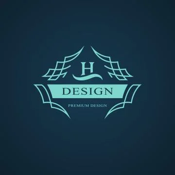 Line graphics monogram. Elegant art logo design. Letter H. Graceful template. Stock-Illustration