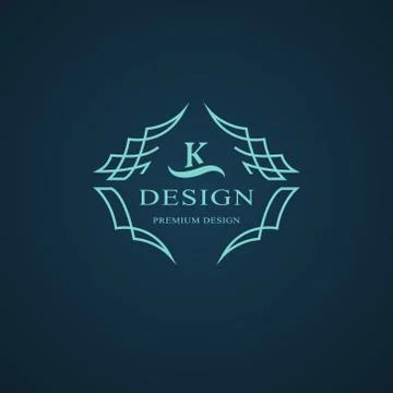 Line graphics monogram. Elegant art logo design. Letter K. Graceful template. 스톡 일러스트