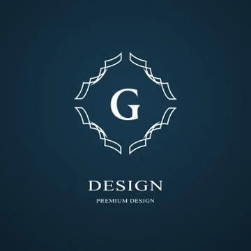 Line graphics monogram. Elegant art logo design. Letter G. Graceful template. Stock-Illustration