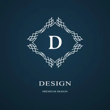 Line graphics monogram. Elegant art logo design. Letter D. Graceful template. Stock-Illustration
