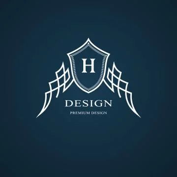 Line graphics monogram. Elegant art logo design. Letter H. Graceful template. 스톡 일러스트
