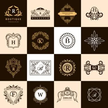 Line graphics monograms. Logo  Set. Business sign. Letter emblems. Vector  Stock-Illustration