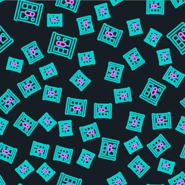 Line Graphing paper for engineering icon isolated seamless pattern on black Stockillustratie