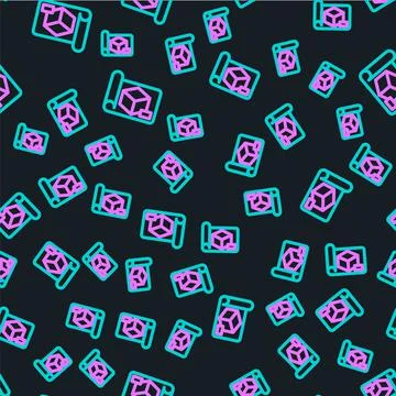 Line Graphing paper for engineering icon isolated seamless pattern on black イラスト素材