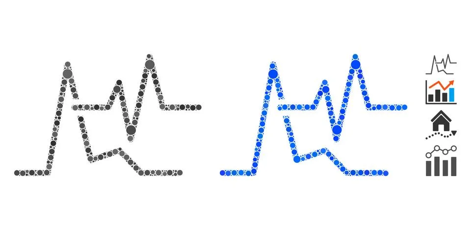 Line Graphs Composition Icon of Circle Dots イラスト素材