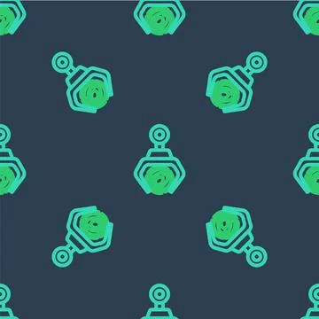 Line Grapple crane grabbed a log icon isolated seamless pattern on blue Illustrazione stock