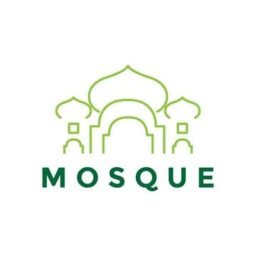 Line green big mosque dome logo design, vector graphic symbol icon illustra.. Stock Illustration