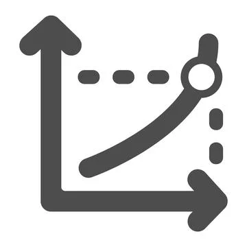 Line growth graph with point and dotted lines solid icon, diagram concept, chart Stock Illustration