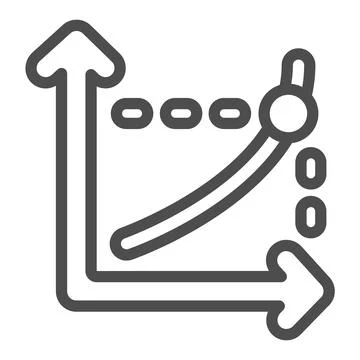 Line growth graph with point and dotted lines line icon, diagram concept, chart Stock Illustration