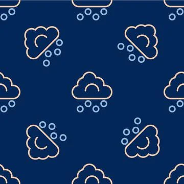 Line Hail cloud icon isolated seamless pattern on blue background. Vector Illustrazione stock