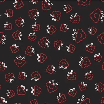 Line Hail cloud icon isolated seamless pattern on black background. Vector Stock Illustration
