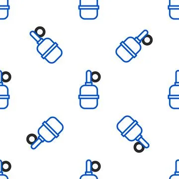 Line Hand grenade icon isolated seamless pattern on white background. Bomb Illustrazione stock