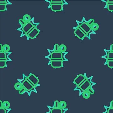 Line Hand grenade icon isolated seamless pattern on blue background. Bomb Stock Illustration