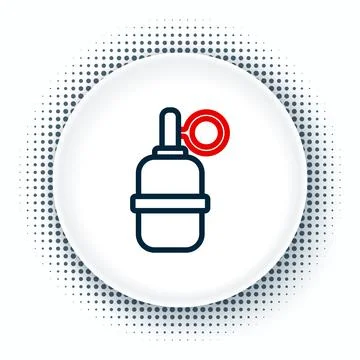 Line Hand grenade icon isolated on white background. Bomb explosion. Colorful Stock Illustration