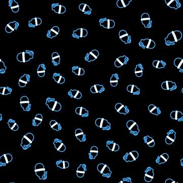 Line Hand grenade icon isolated seamless pattern on black background. Bomb イラスト素材