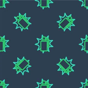 Line Hand grenade icon isolated seamless pattern on blue background. Bomb Stockillustratie