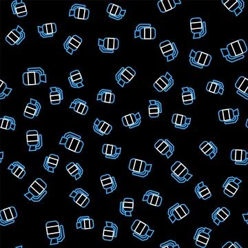 Line Hand grenade icon isolated seamless pattern on black background. Bomb ex Illustrazione stock