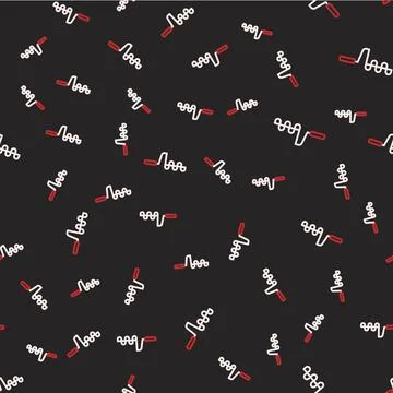 Line Hand ice drill for winter fishing icon isolated seamless pattern on black Illustrazione stock