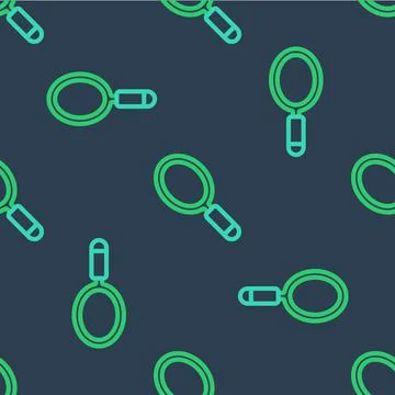 Line Hand mirror icon isolated seamless pattern on blue background. Vector Stock Illustration