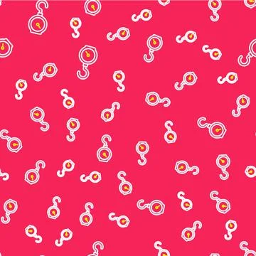 Line Hand scale spring mechanical icon isolated seamless pattern on red Stock Illustration