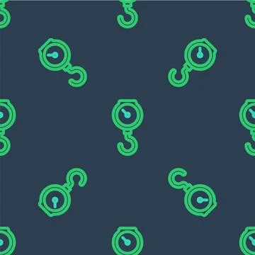Line Hand scale spring mechanical icon isolated seamless pattern on blue back Illustrazione stock